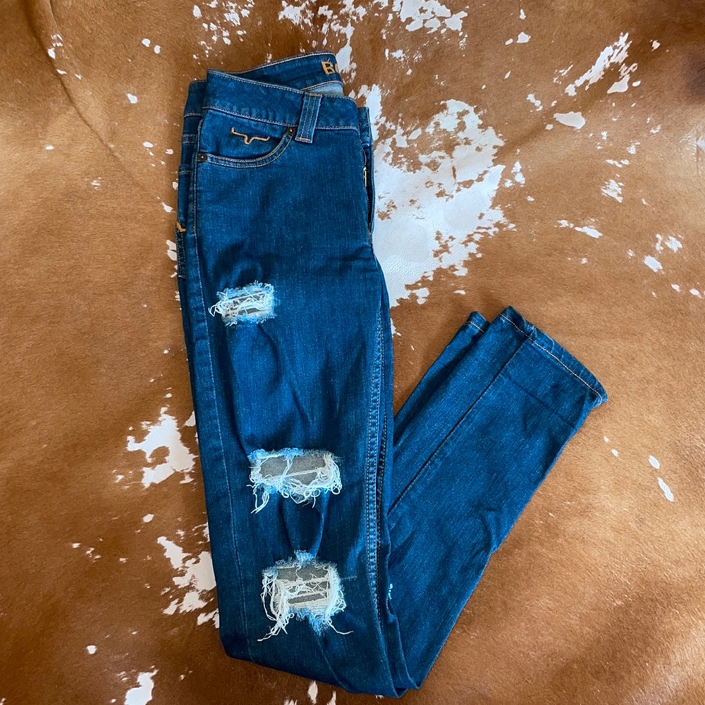 Kimes Ranch Dark Blue Ripped Skinny Jeans